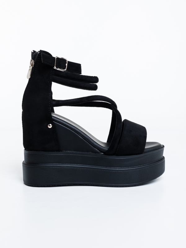 Sandale dama cu platforma negre din material textil Avadia, 5 - Kalapod.net