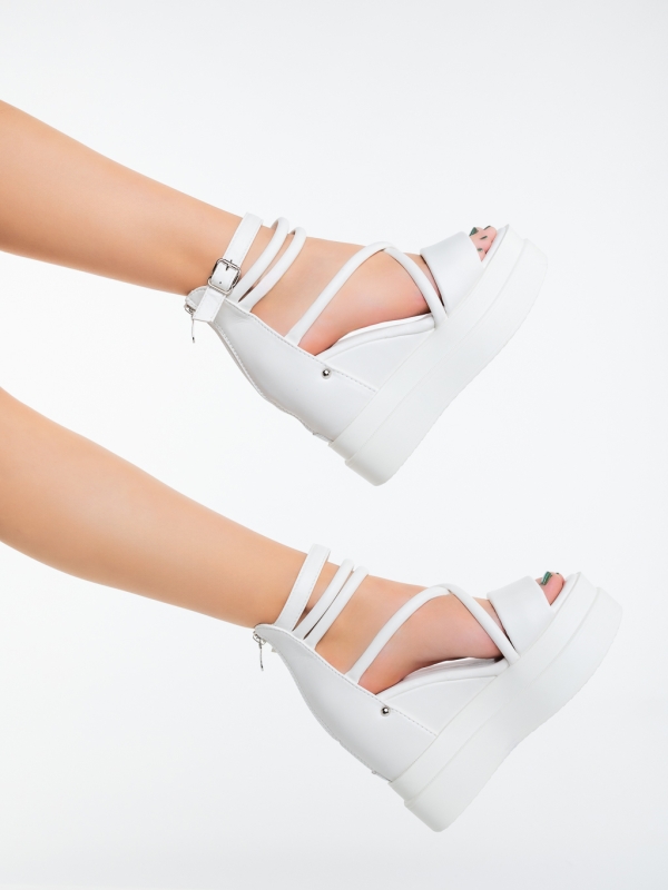 Sandale dama cu platforma albe din piele ecologica Avadia, 4 - Kalapod.net