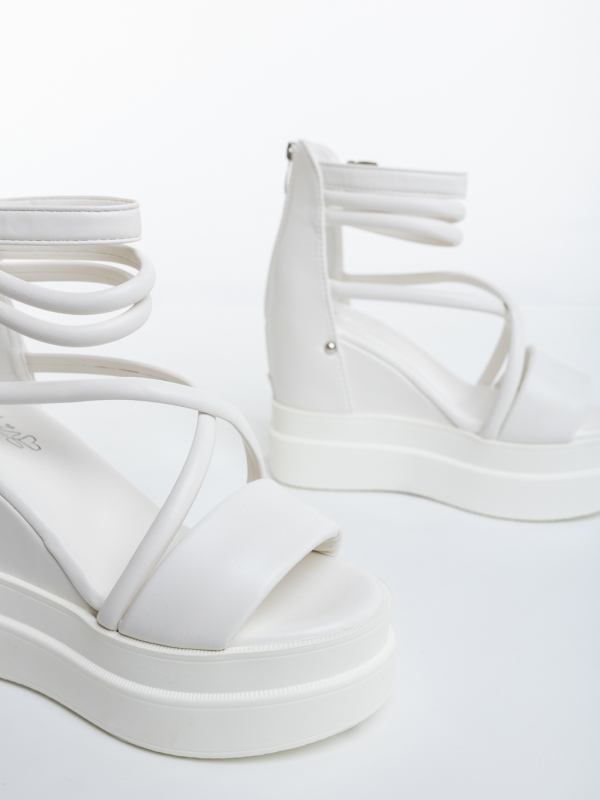 Sandale dama cu platforma albe din piele ecologica Avadia, 6 - Kalapod.net