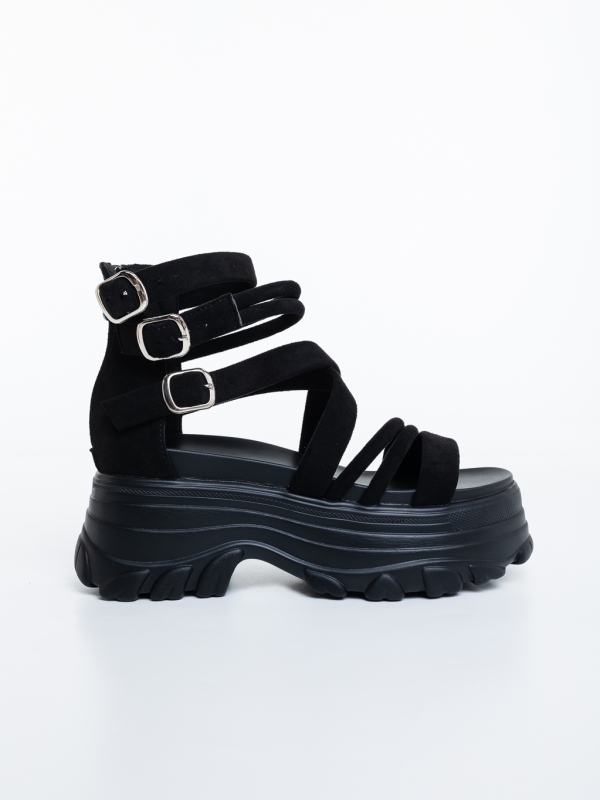 Sandale dama cu platforma negre din material textil Mahana, 5 - Kalapod.net