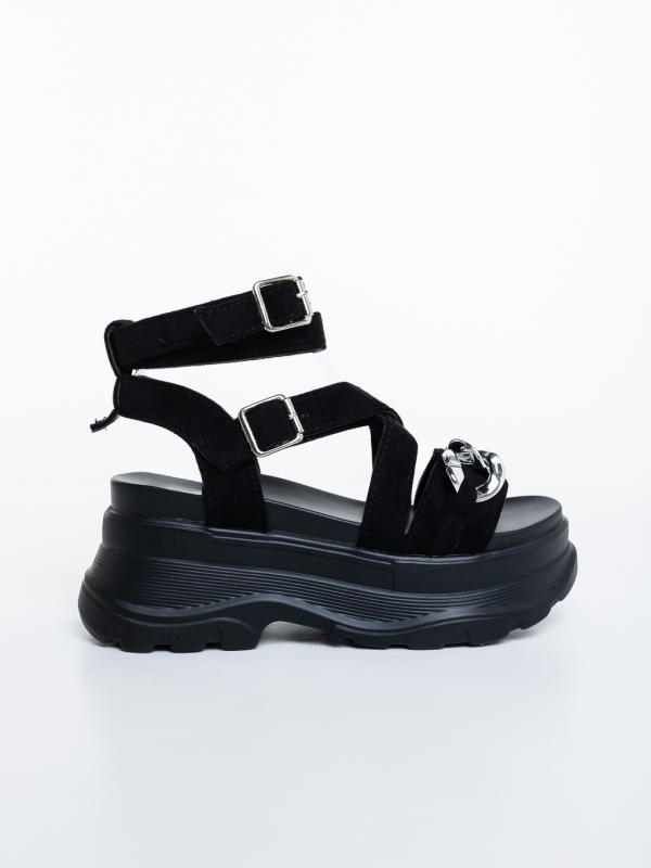 Sandale dama cu platforma negre din material textil  Zenhana, 5 - Kalapod.net