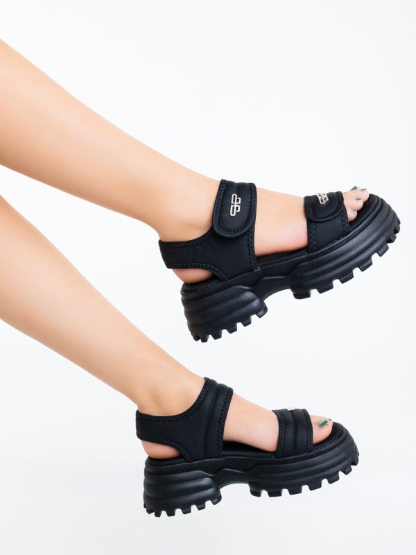Sandale dama cu platforma negre din piele ecologica Levela, 4 - Kalapod.net