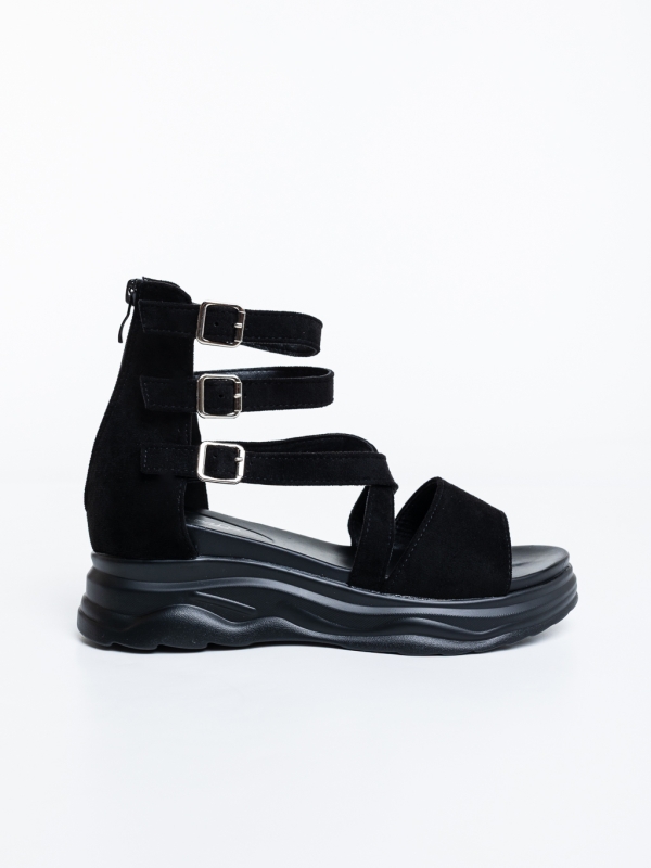 Sandale dama cu platforma negre din material textil Dazara, 5 - Kalapod.net