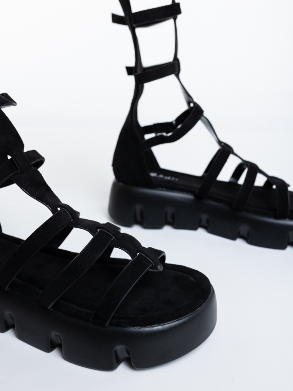 Sandale dama cu platforma negre din material textil Lianda, 6 - Kalapod.net