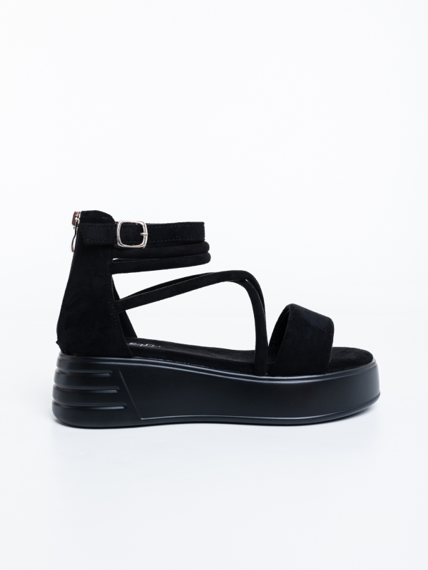 Sandale dama cu platforma negre din material textil Nasada, 5 - Kalapod.net