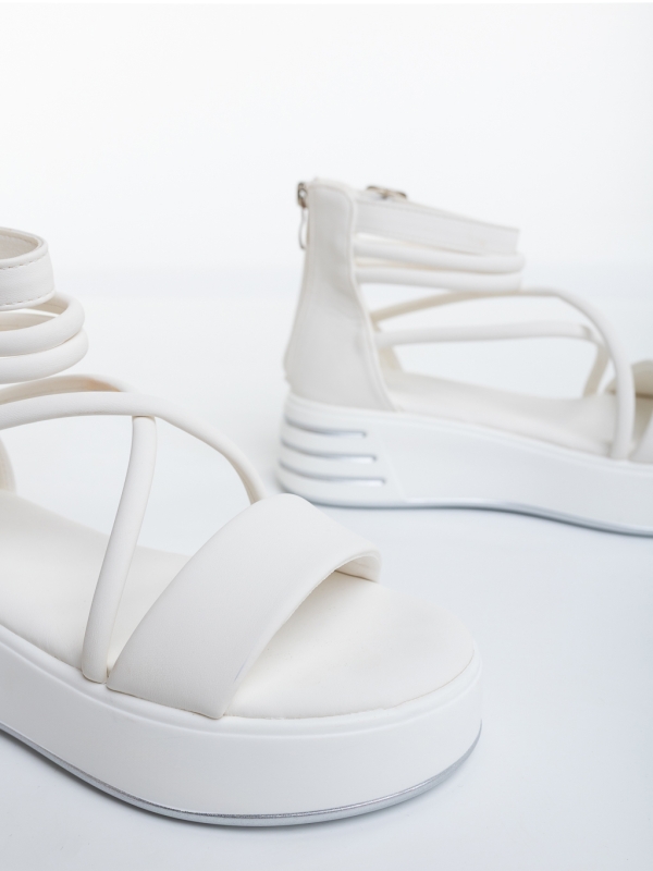 Sandale dama cu platforma albe din piele ecologica Nasada, 6 - Kalapod.net