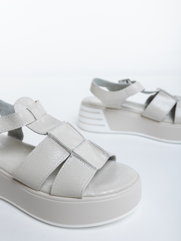 Sandale dama cu platforma bej din piele ecologica Varaha, 6 - Kalapod.net