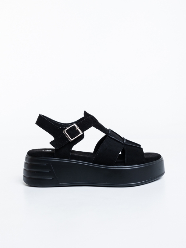 Sandale dama cu platforma negre din material textil Varaha, 5 - Kalapod.net