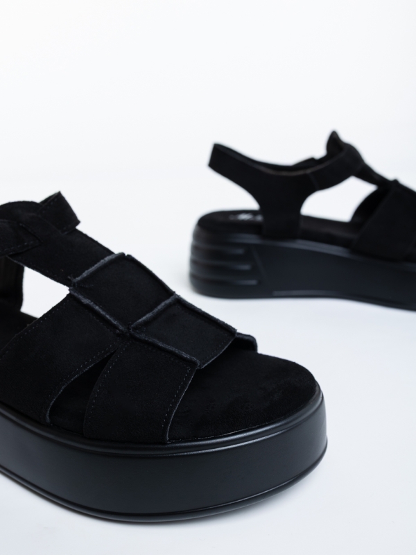 Sandale dama cu platforma negre din material textil Varaha, 6 - Kalapod.net