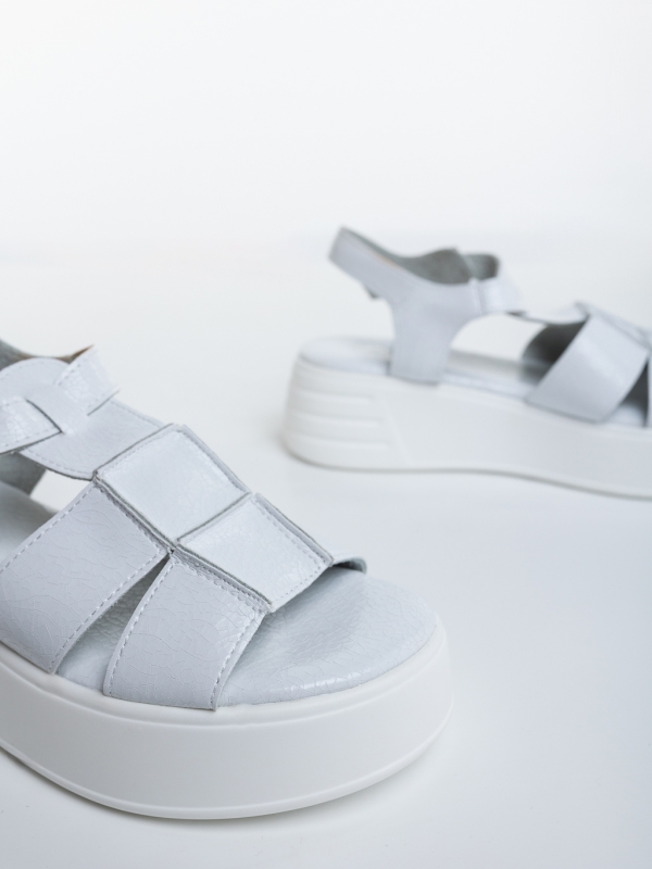 Sandale dama cu platforma albe din piele ecologica Varaha, 6 - Kalapod.net