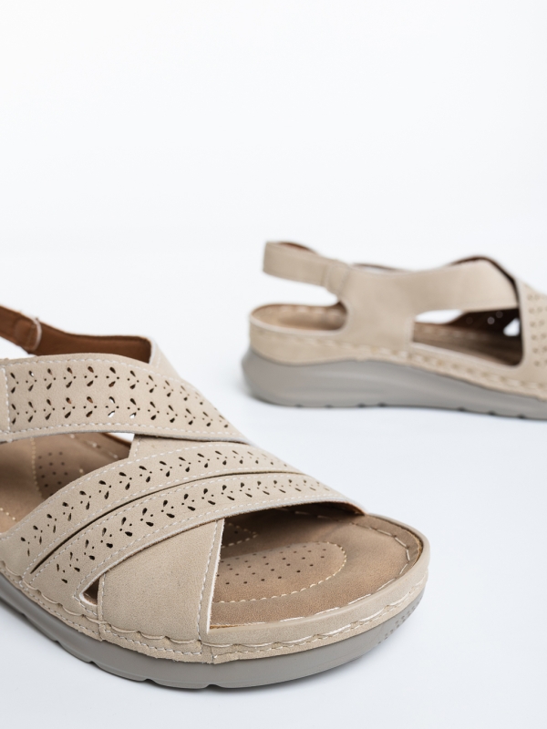 Sandale dama bej din material textil Adarsa, 6 - Kalapod.net