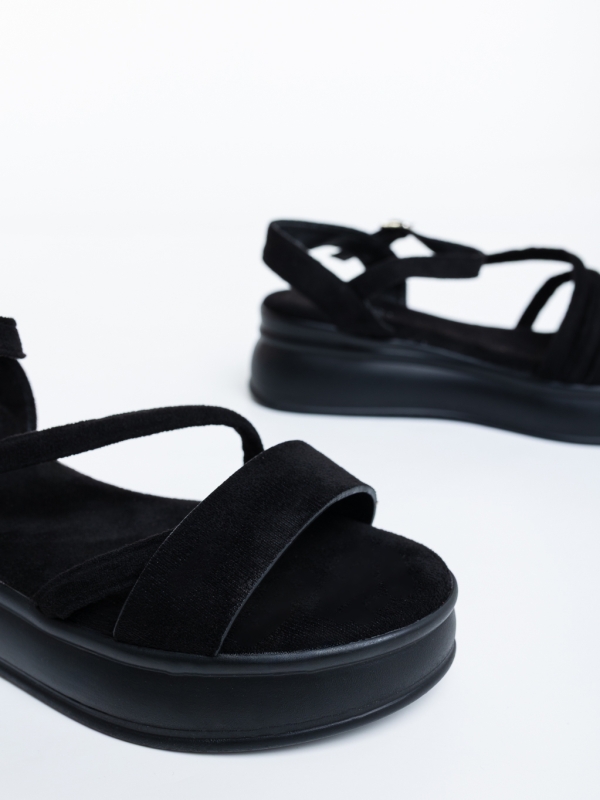 Sandale dama cu platforma negre din material textil Padana, 6 - Kalapod.net