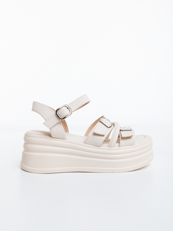 Sandale dama cu platforma bej din piele ecologica Sandia, 5 - Kalapod.net