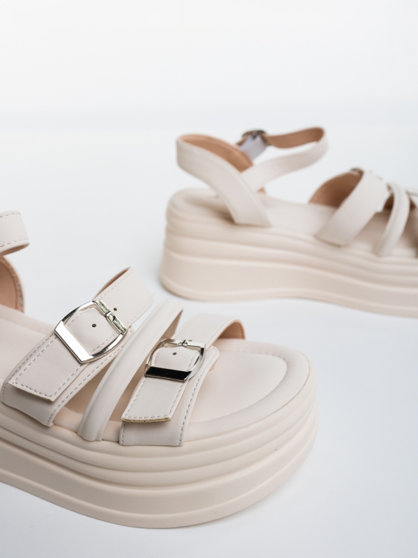 Sandale dama cu platforma bej din piele ecologica Sandia, 6 - Kalapod.net
