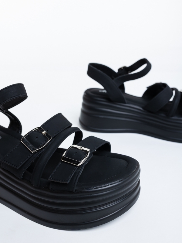 Sandale dama cu platforma negre din piele ecologica Sandia, 6 - Kalapod.net