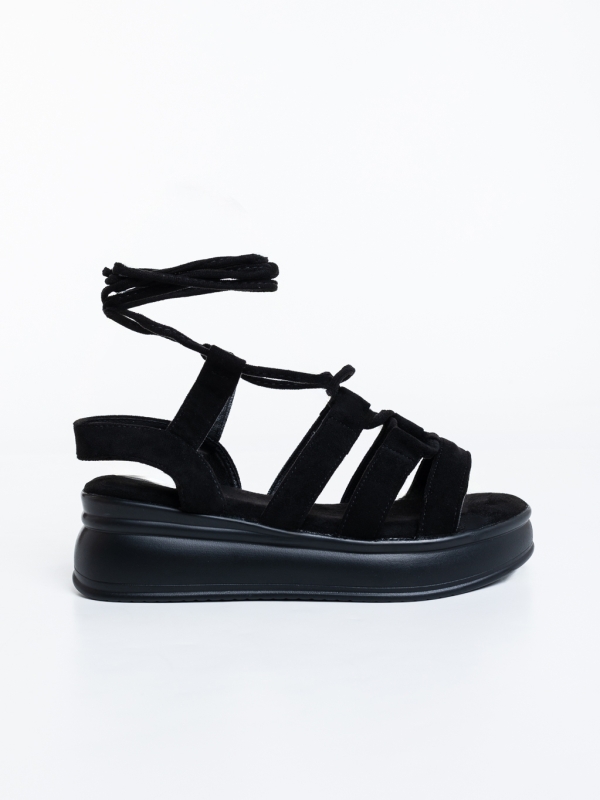 Sandale dama cu platforma negre din material textil Sadana, 5 - Kalapod.net