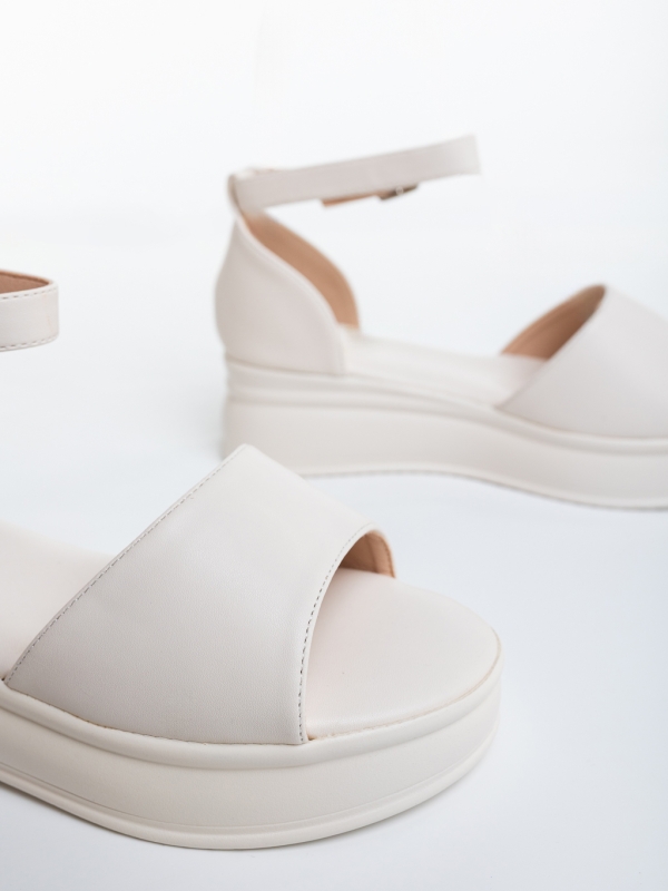 Sandale dama cu platforma bej din piele ecologica Tenuria, 6 - Kalapod.net