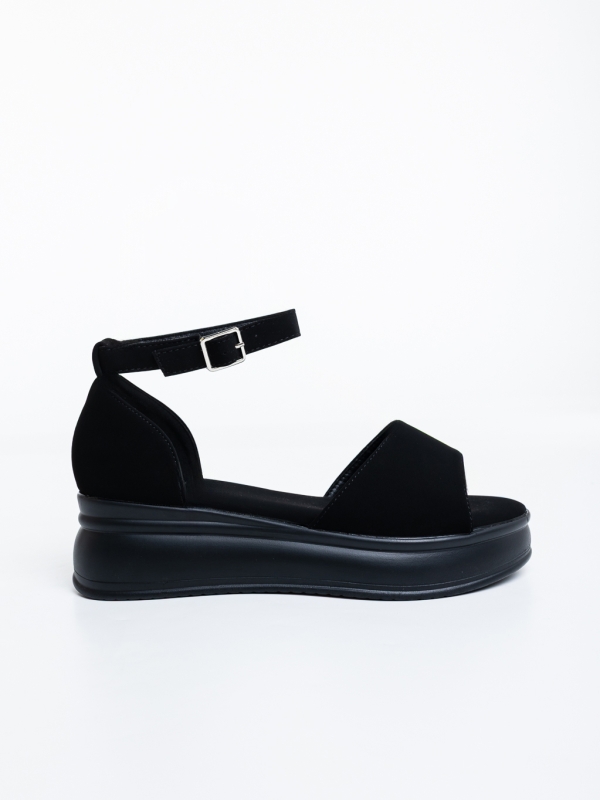 Sandale dama cu platforma negre din material textil Tenuria, 5 - Kalapod.net