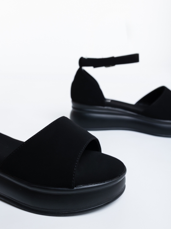 Sandale dama cu platforma negre din material textil Tenuria, 6 - Kalapod.net