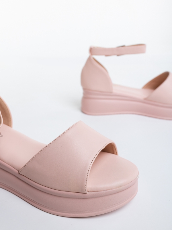 Sandale dama cu platforma roz din piele ecologica Tenuria, 6 - Kalapod.net