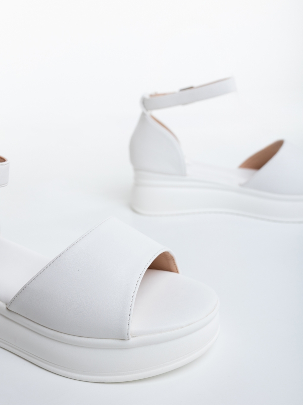 Sandale dama cu platforma albe din piele ecologica Tenuria, 6 - Kalapod.net