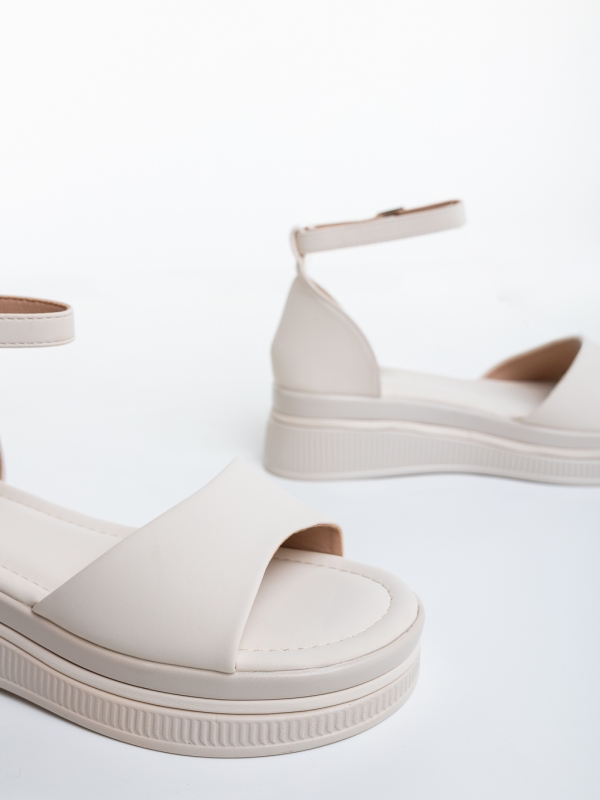Sandale dama cu platforma bej din piele ecologica Tasara, 6 - Kalapod.net