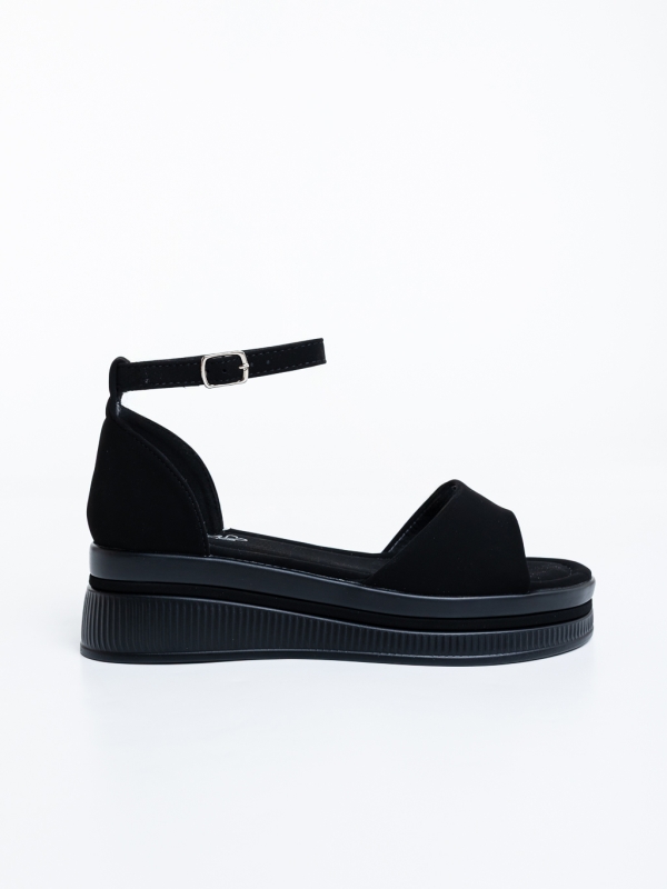Sandale dama cu platforma negre din material textil Tasara, 5 - Kalapod.net