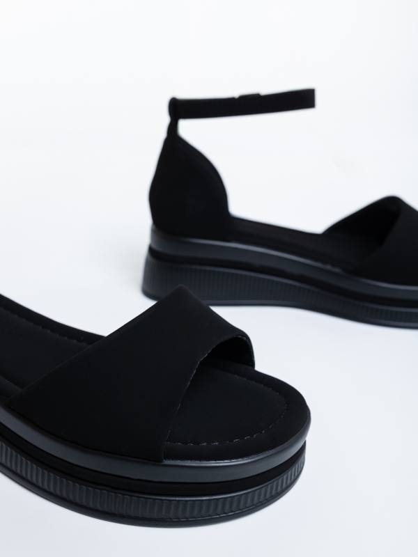 Sandale dama cu platforma negre din material textil Tasara, 6 - Kalapod.net