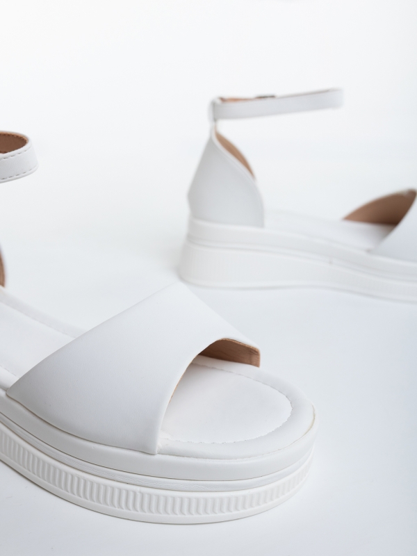 Sandale dama cu platforma albe din piele ecologica Tasara, 6 - Kalapod.net