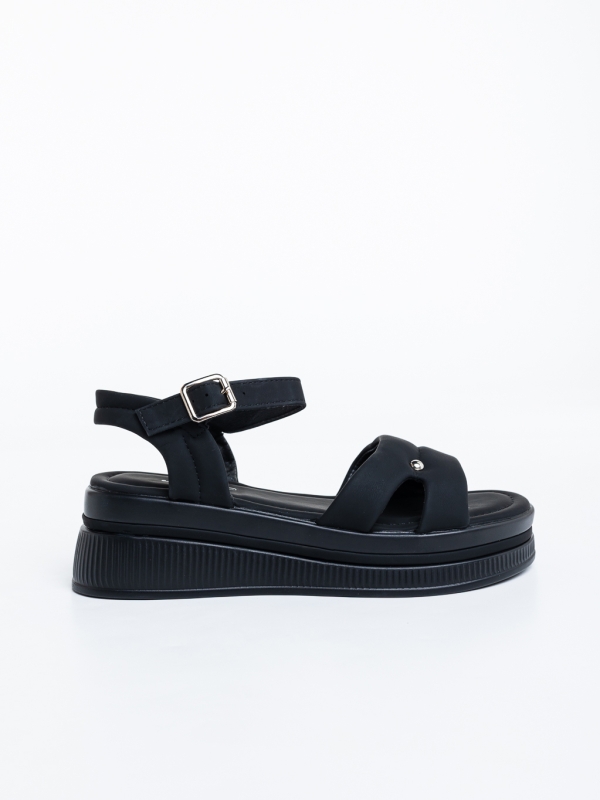 Sandale dama cu platforma negre din material textil Dasva, 5 - Kalapod.net
