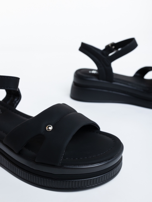 Sandale dama cu platforma negre din material textil Dasva, 6 - Kalapod.net