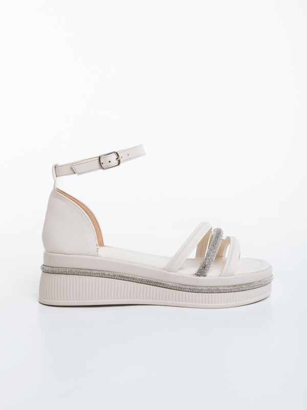 Sandale dama cu platforma bej din piele ecologica Dasima, 5 - Kalapod.net