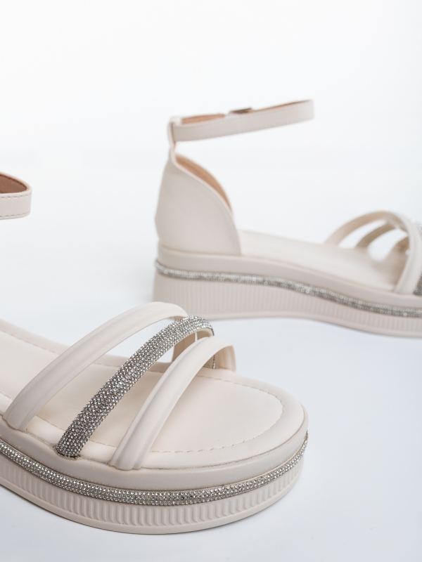 Sandale dama cu platforma bej din piele ecologica Dasima, 6 - Kalapod.net