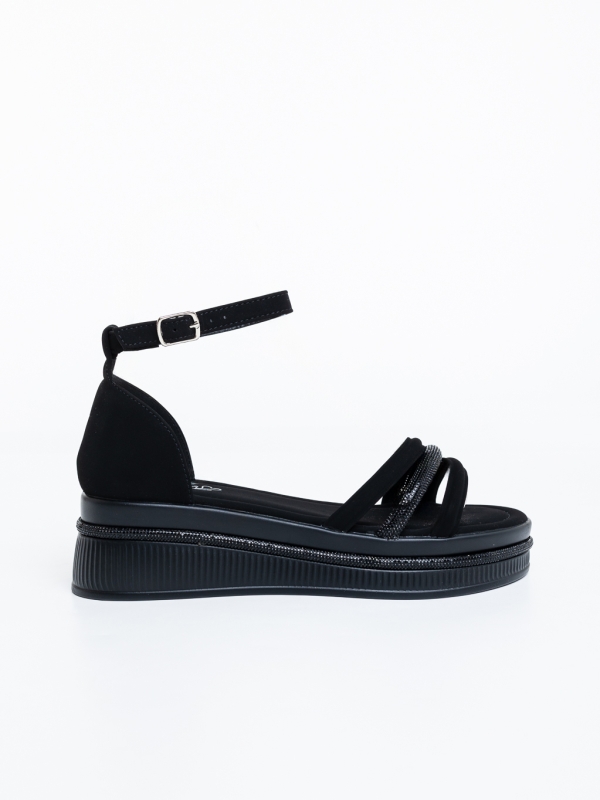 Sandale dama cu platforma negre din material textil Dasima, 5 - Kalapod.net