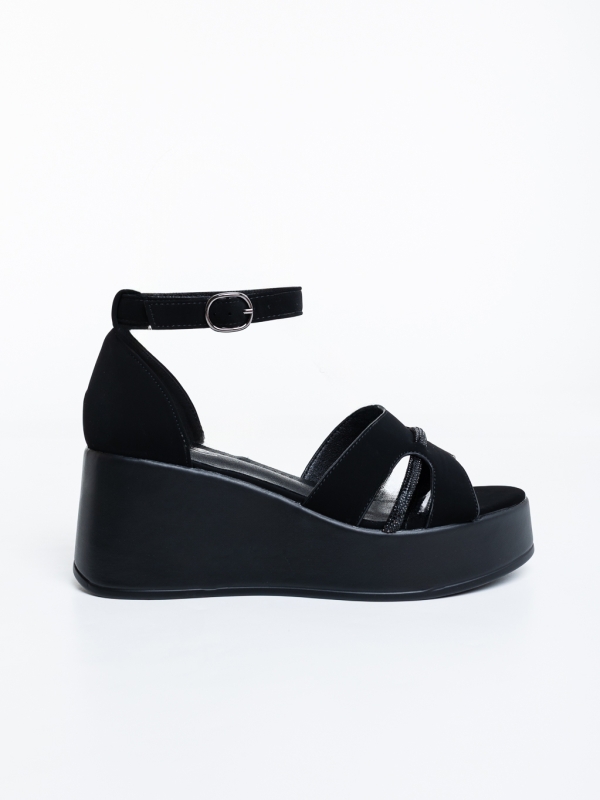 Sandale dama cu platforma negre din material textil Helara, 5 - Kalapod.net