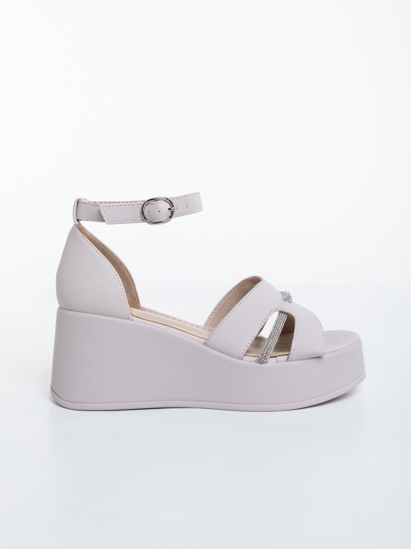 Sandale dama cu platforma bej din piele ecologica Helara, 5 - Kalapod.net