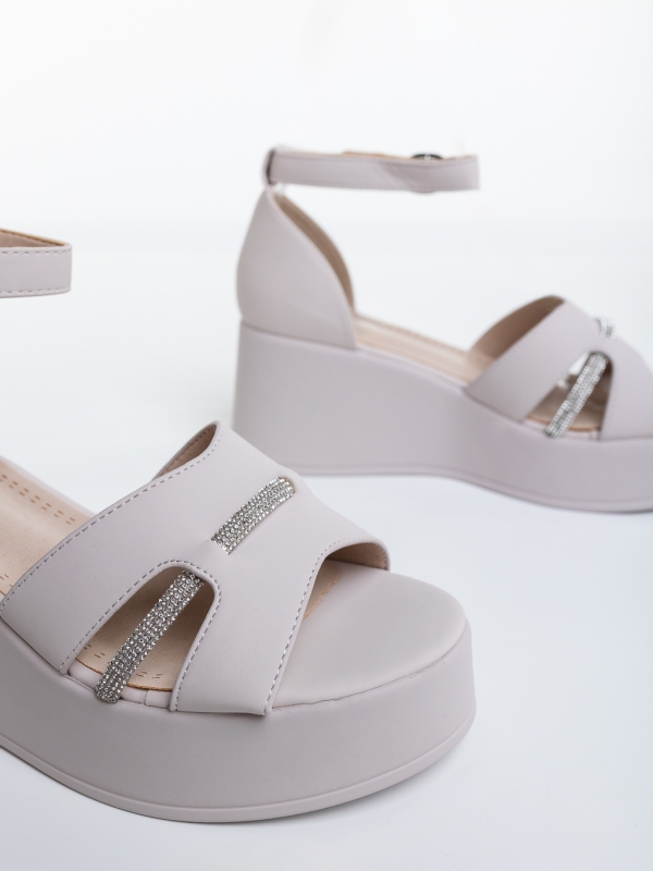 Sandale dama cu platforma bej din piele ecologica Helara, 6 - Kalapod.net