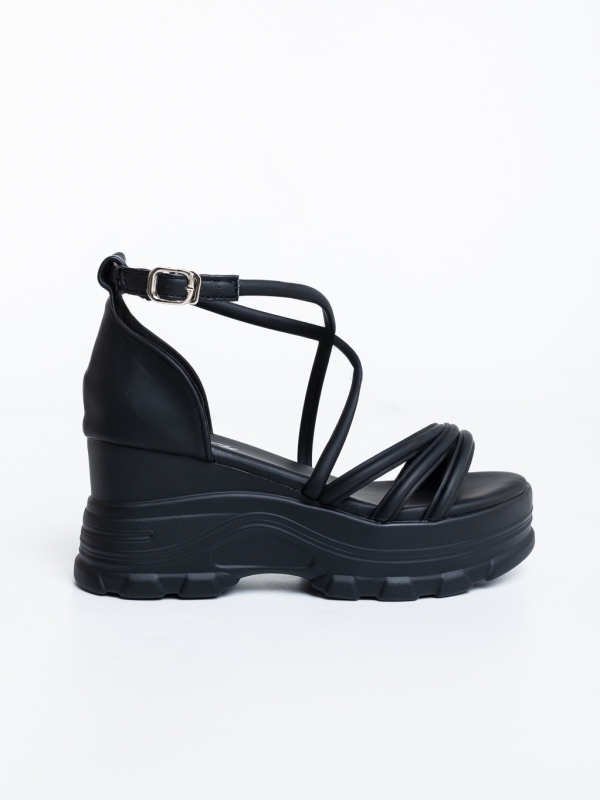 Sandale dama cu platforma negre din piele ecologica Cavaria, 5 - Kalapod.net