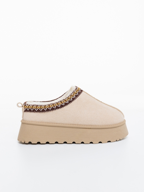 Papuci dama bej deschis din material textil Karama, 5 - Kalapod.net