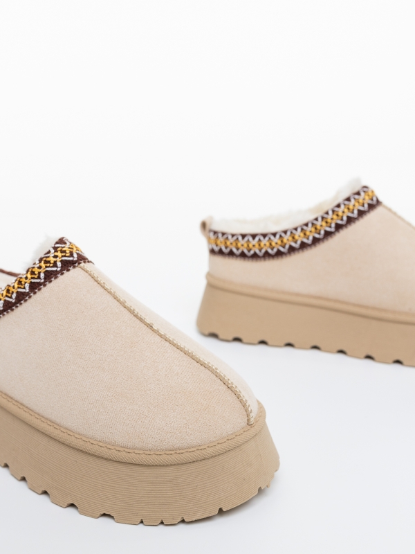 Papuci dama bej deschis din material textil Karama, 6 - Kalapod.net