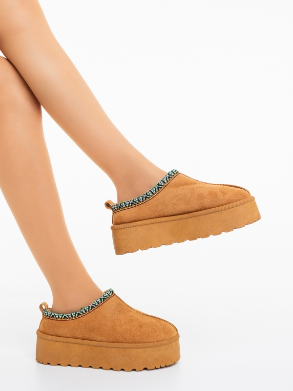 Papuci dama  galbeni din material textil Karama, 4 - Kalapod.net