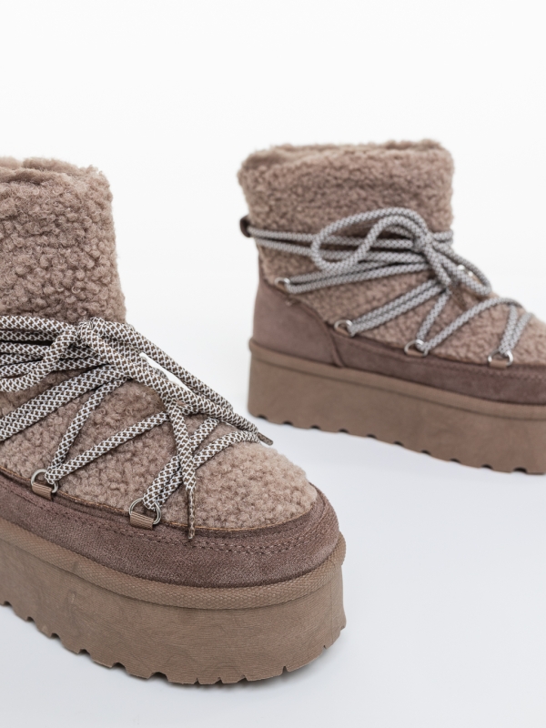 Cizme dama bej din  material textil Karaza, 6 - Kalapod.net