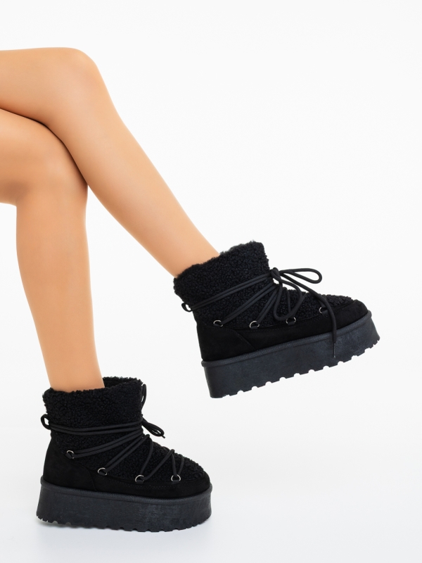 Cizme dama negre  din  material textil Karaza, 4 - Kalapod.net