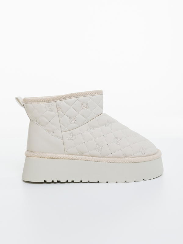 Ghete dama bej deschis din material sintetic Carama, 5 - Kalapod.net