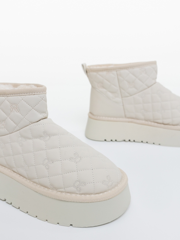 Ghete dama bej deschis din material sintetic Carama, 6 - Kalapod.net