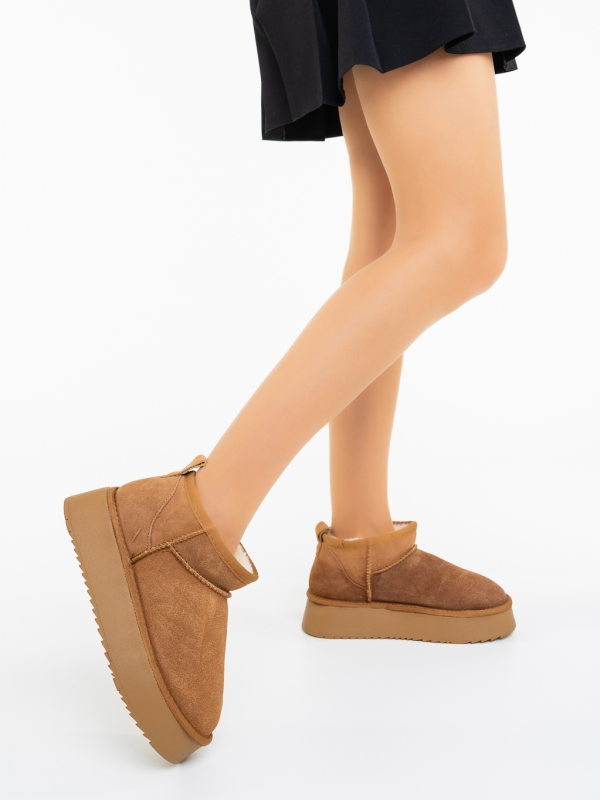 Ghete dama camel din piele naturala Aarav, 2 - Kalapod.net