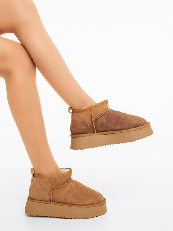 Ghete dama camel din piele naturala Aarav, 4 - Kalapod.net