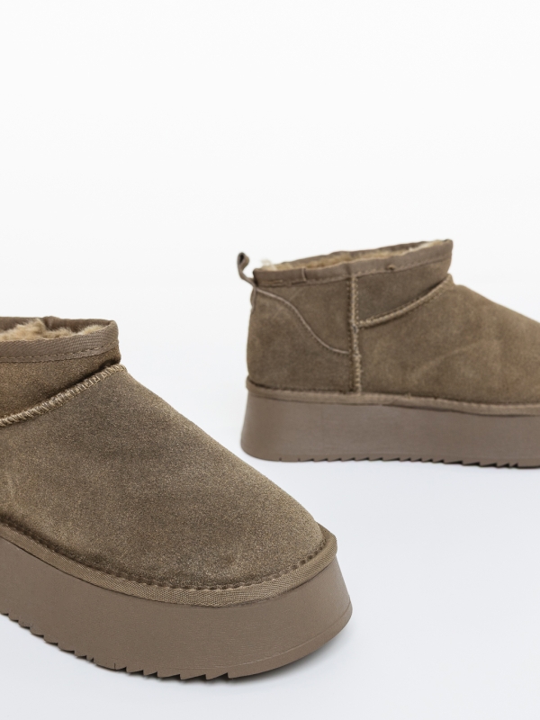 Ghete dama bej inchis din piele naturala Aarav, 6 - Kalapod.net