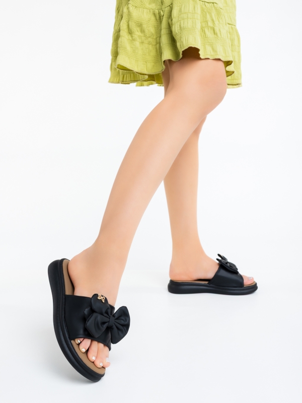 Papuci dama negri din piele ecologica Novelia, 2 - Kalapod.net