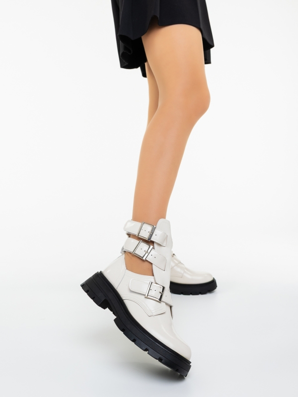 Ghete dama albe din piele ecologica Bhavya, 2 - Kalapod.net